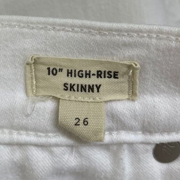 MADEWELL Womens 10" High-Rise Skinny Jeans EUC Sz 26 Pure White Stretch AJ233 - Picture 8 of 10